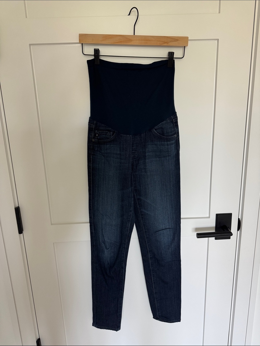 Ag Adriano Goldschmied Navy Maternity Overpanel Jeans